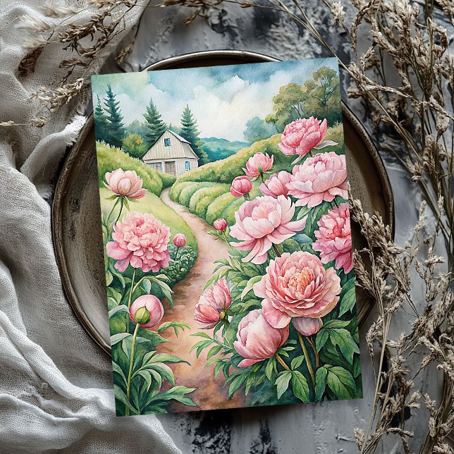 Elegant vintage pink peonies garden rice paper (Elegant vintage pink peonies garden rice paper)