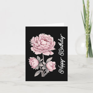 Elegant Vintage Pink Peony Happy Birthday Card