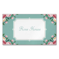 Elegant Vintage Pink Rose Floral Teal Green