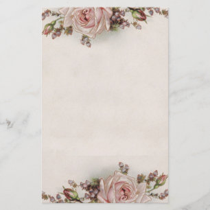 Elegant Vintage Pink Rose Stationery