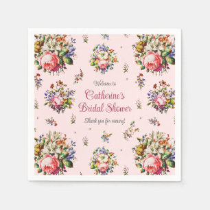 Elegant Vintage Pink Roses Floral Pattern Napkin