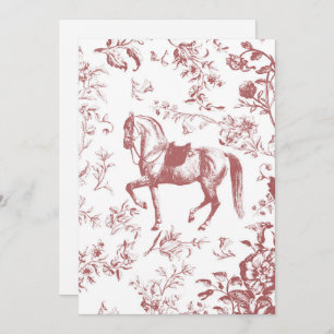 Elegant Vintage Pink Rosewood Floral Horse Invitation
