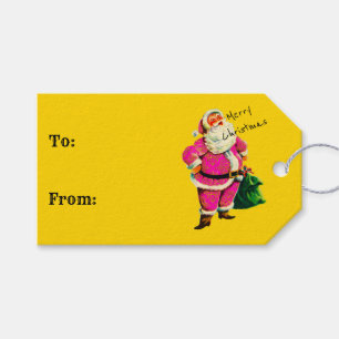 Elegant Vintage pink Santa Christmas Delight Gift Tags