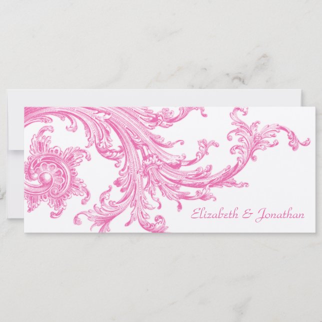Elegant Vintage Pink Sweep Wedding Invitation (Front)