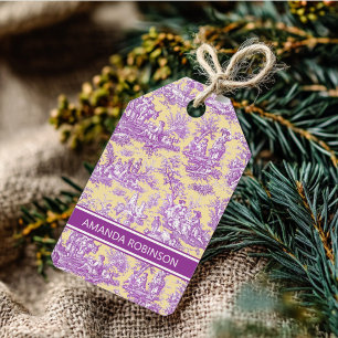 Elegant vintage pink yellow toile de jouy gift tags