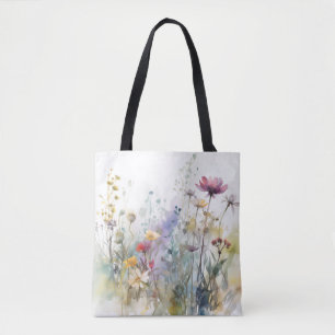 Elegant Vintage Pink Yellow White Floral  Tote Bag