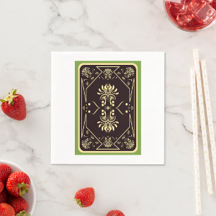 Elegant Vintage Playing Card Black Gold Napkin