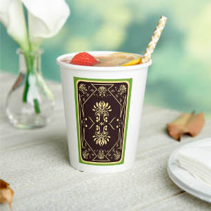 Elegant Vintage Playing Card Black Gold Paper Cups