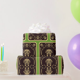 Elegant Vintage Playing Card Black Gold Wrapping Paper