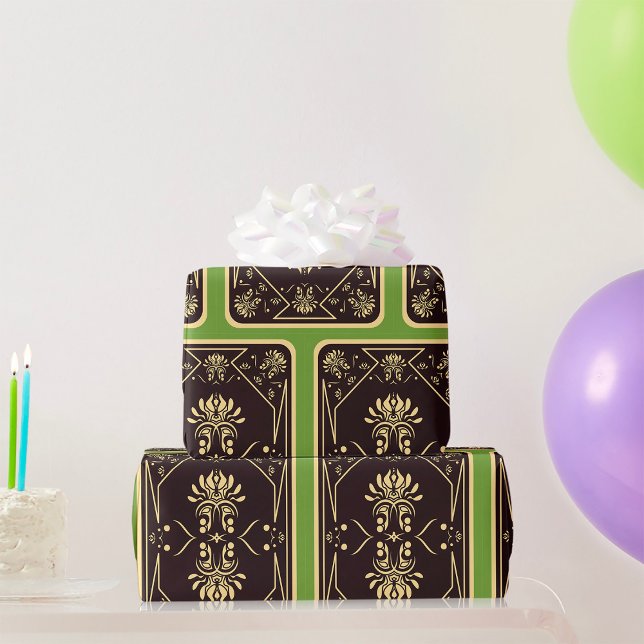 Elegant Vintage Playing Card Black Gold Wrapping Paper (Creator Uploaded)