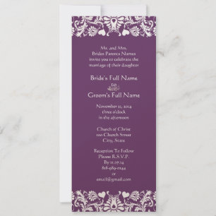 Elegant Vintage Plum Damask Wedding Invitations