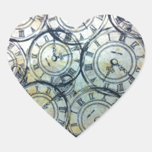 Elegant Vintage Pocket Watches Pattern Heart Sticker