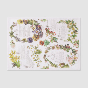 Elegant Vintage Poetry Flowers Antique Book Tissue Paper