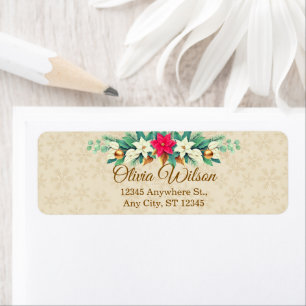 Elegant Vintage Poinsettia and Snowflake Holiday