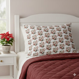 Elegant Vintage Poinsettia Winter  Pillowcase