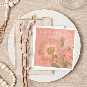 Elegant Vintage Primrose Pink Wedding Napkin
