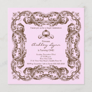 Elegant Vintage Princess Birthday Party Invitation