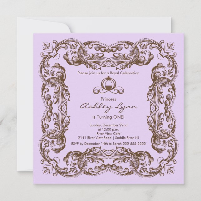Elegant Vintage Princess Birthday Party Invitation (Front)
