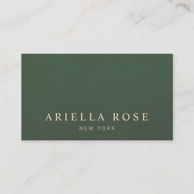  Elegant Vintage  Professional Green Linen Business Card (Front)