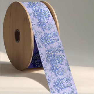 Elegant vintage purple blue toile de jouy satin ribbon