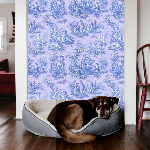 Elegant vintage purple blue toile de jouy wallpaper