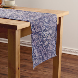 Elegant Vintage Purple Damask Pattern Medium Table Runner