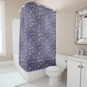 Elegant Vintage Purple Damask Pattern Shower Curtain