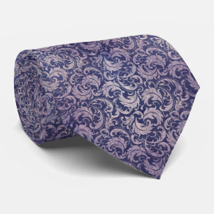 Elegant Vintage Purple Damask Pattern Tie