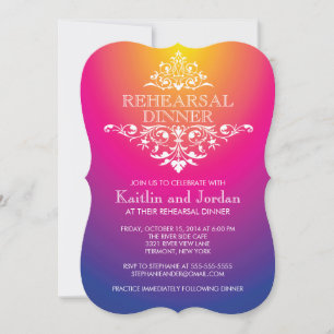 Elegant Vintage Purple Flourish Rehearsal Dinner Invitation