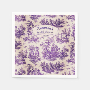 Elegant vintage purple toile de jouy Bridal shower Napkin