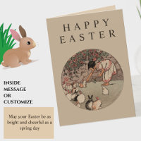 Elegant Vintage Rabbits "Happy Easter" Cute Bunny