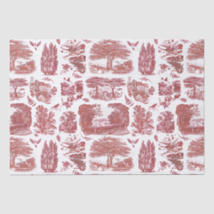 Elegant Vintage Red Country Pastoral Toile Tissue Paper