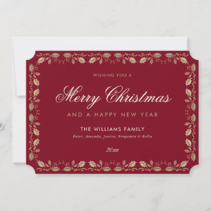 Elegant Vintage Red Gold Merry Christmas Cards