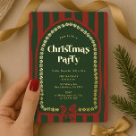 Elegant Vintage Red Green Christmas Dinner Party<br><div class="desc">Create elegant timeless invitations for your holiday party, Christmas dinner or cocktail evening with this Real Foil Christmas Party Invitation design. Featuring real foil (choose from gold foil, silver foil or rose gold foil), a vintage green & red colour scheme with hand drawn stripe pattern background and arch frame, paired...</div>