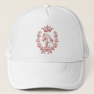 Elegant Vintage Red Horse Laurel Crown Trucker Hat