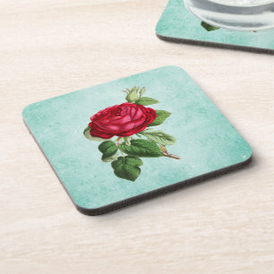 Elegant Vintage Red Rose Illustration Coaster