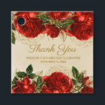 Elegant Vintage Red Roses 16th Birthday Thank You  Favour Tags<br><div class="desc">Elegant and stylish,  vintage red roses and greenery on rustic champagne/tan-coloured 16th birthday party "Thank you" gift tag.  Personalised with her name and a "Thank you".</div>