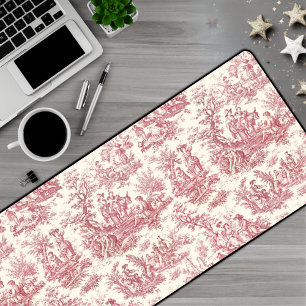 Elegant vintage red toile de jouy  desk mat