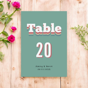 Elegant Vintage Retro 70s Groovy Modern Wedding Table Number