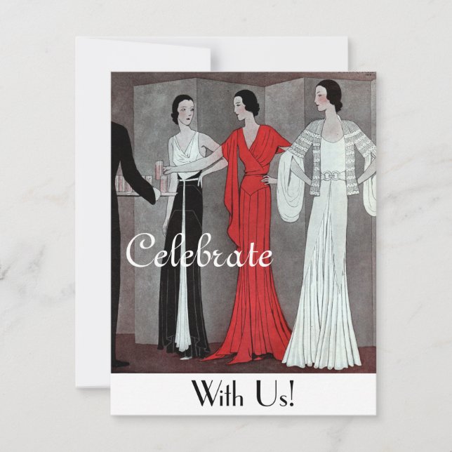 Elegant Vintage Retro Art Deco Party Invitation (Front)