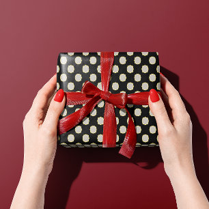 Elegant Vintage Retro Black Polka Dot Wrapping Paper