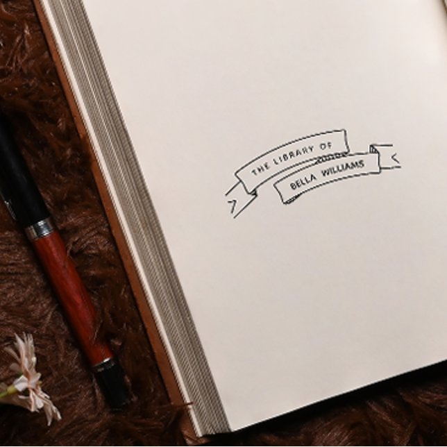 Elegant Vintage Ribbon Personalised Books Self-inking Stamp (Creator Uploaded)