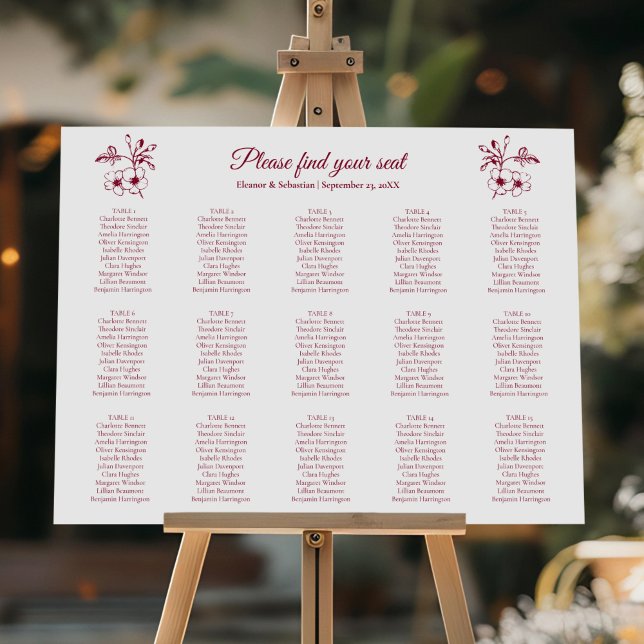 Elegant Vintage Romance Burgundy Seating Chart (Creator Uploaded)