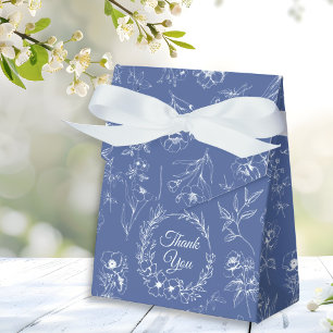 Elegant Vintage Romance Dusty Blue Floral Wedding Favour Box