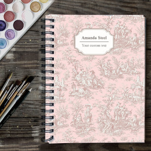 Elegant vintage rose gold  toile de jouy notebook
