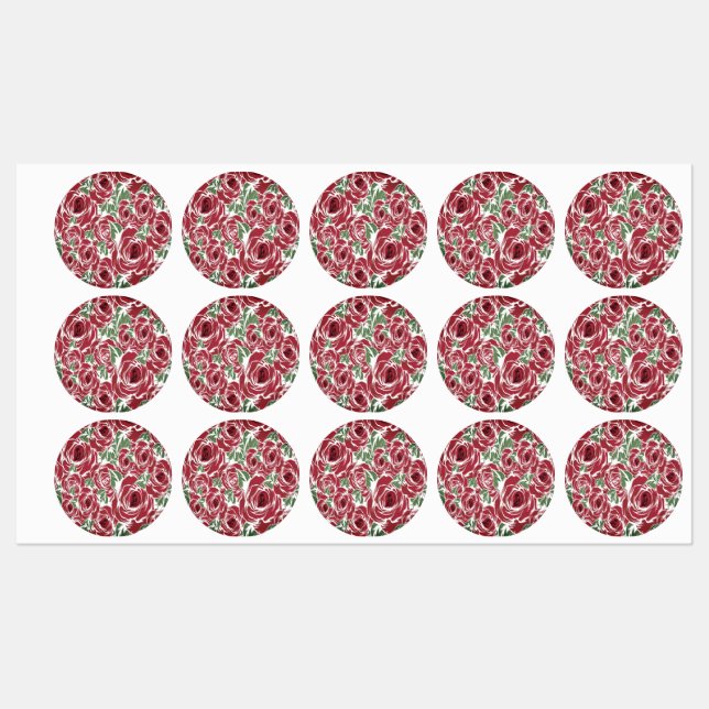 Elegant Vintage Rose Pattern - Red & Green Floral  (Sheet)