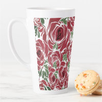 Elegant Vintage Rose Pattern - Red & Green Floral 