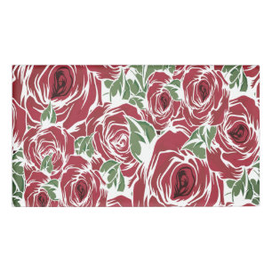 Elegant Vintage Rose Pattern - Red & Green Floral  Name Tag