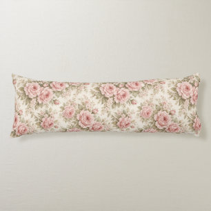 Elegant Vintage Rose Seamless Floral Pattern Body Cushion