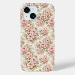 Elegant Vintage Rose Seamless Floral Pattern iPhone 15 Case